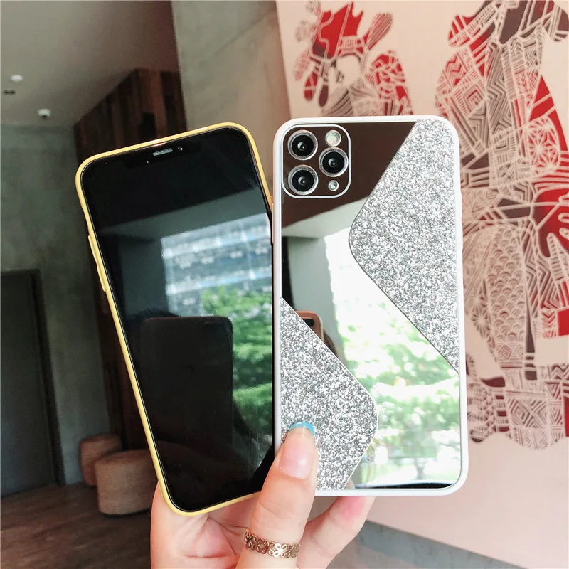 Xinge Glitter Bling Sequins Makeup Mirror Mobile Case For Iphone 11 12