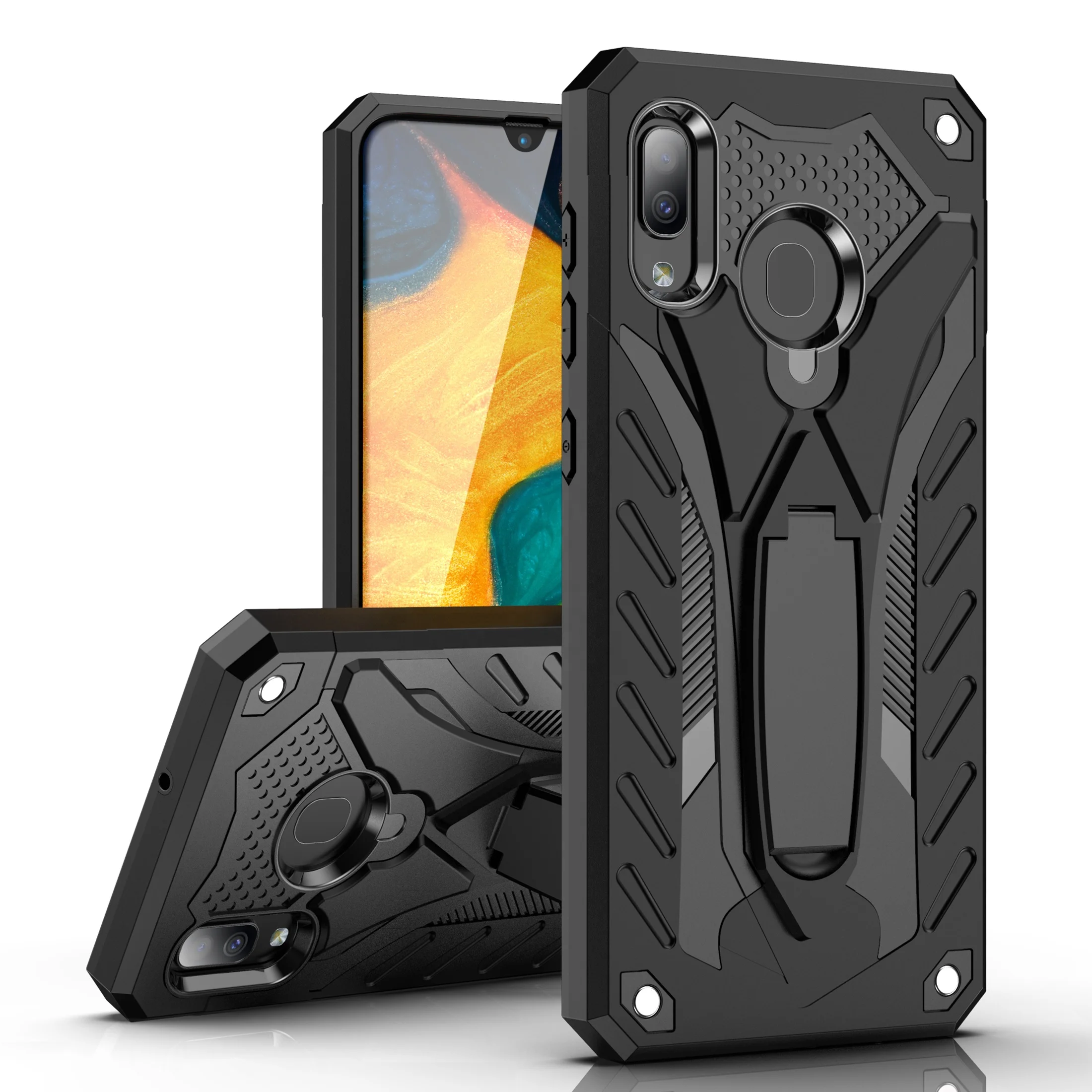 

ZHIKE Shockproof Anti-Drop Hard PC with Kickstand Mobile Phone Case Impact Defender TPU Cover for Samsung Galaxy A30, Black, red, blue, silver, rose gold, luxury gold