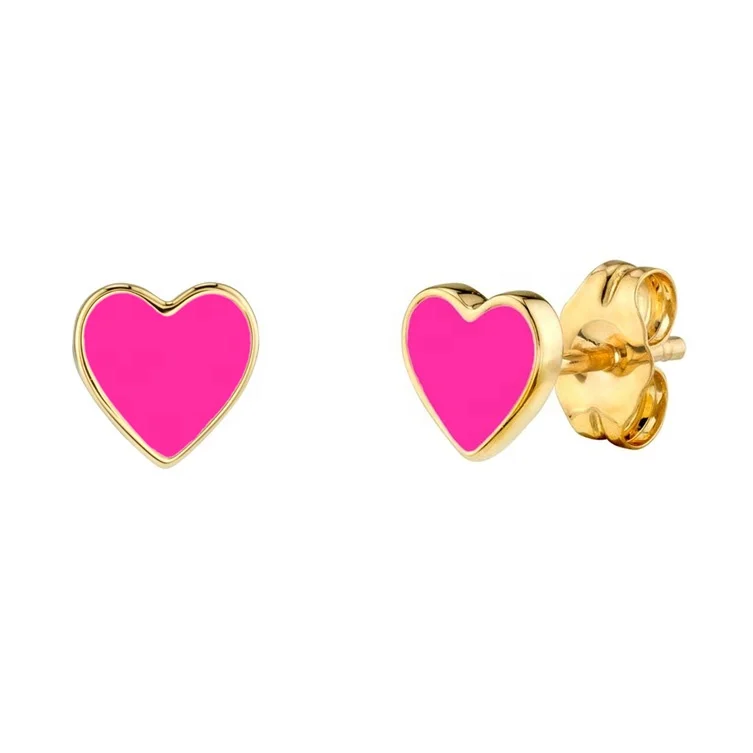 

summer wholesale sterling silver custom neon enamel heart earrings jewelry