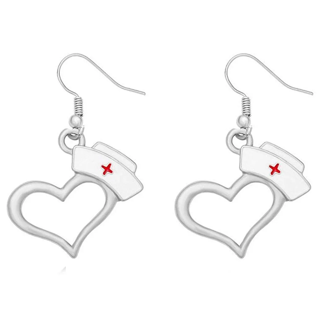 

Nurse Cap Pendant Earrings Gift for Doctor Nurse Paramedic, As picture