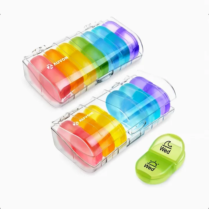 Weekly Am/pm Pill Box Case With Moistureproof Design For Purse And