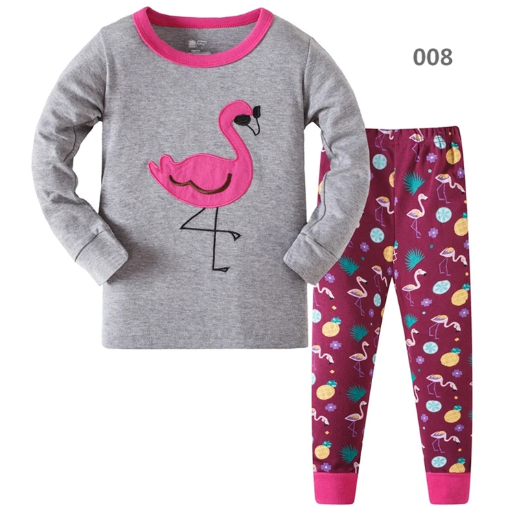 
High quality fashion animal printed pattern 2 pcs children sleepwear long sleeves pajamas sets for girls  (62169091299)