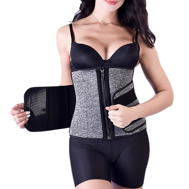 

Hotsale Women Corset Neoprene 12 Steel Boned Ventre Plat Butt Lifter Gaine Amincissante, Black, grey