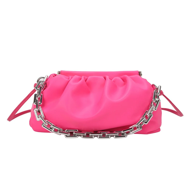 

Trendy women Purses and Handbags luxury ladies Ruched crossbody bag Multicolor Simple 2021 dumpling pouch chain bag