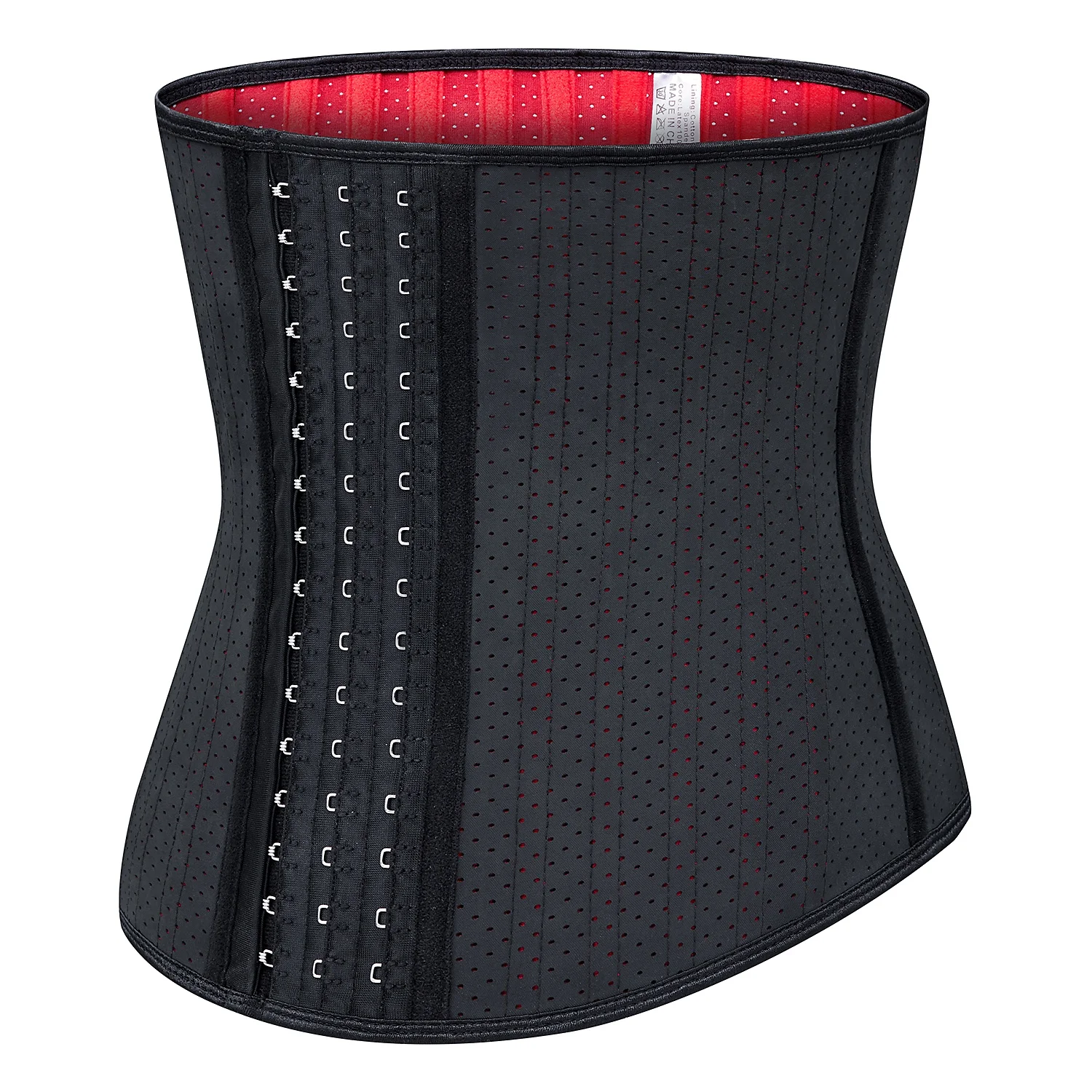 

Wholesale Women Plus Size Waist Training Corsets 25 Steel Boned Breathable Latex Waist Trainer waist trainer shaper, Black outside and red inside