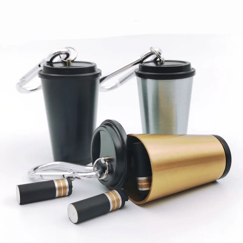 

Creative Mini Milk Tea Cup Coffee Cup Shape Ashtray Protable Pocket Metal Ashtray With Chain, Picture