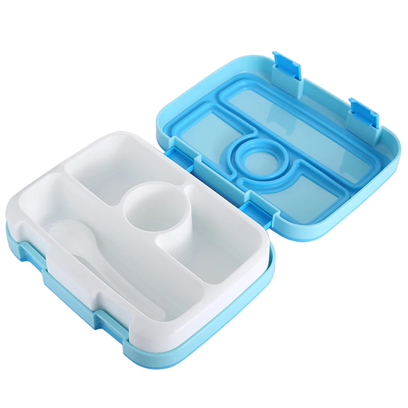 

School 4 Compartments Food Packaging Containers Bento Box Lunch Box 2021 Approved Kid Children Storage Boxes & Bins, Blue/custom