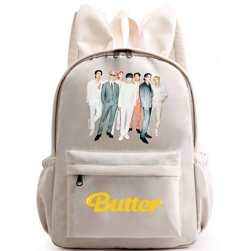 

Korean Wave Bulletproof Youth League Korean Butter Bunny Ears Waterproof Backpack Student Backpack, Blue, pink, black,apricot