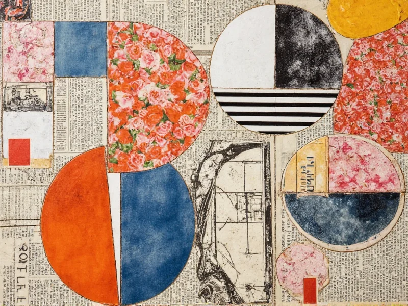 Geometric magazine collage on canvas board