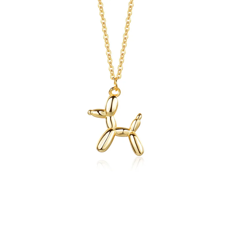 Fashion Jewelry Necklace 925 Sterling Silver Dog Pendant Necklace Animal Gold Plated Necklace Women