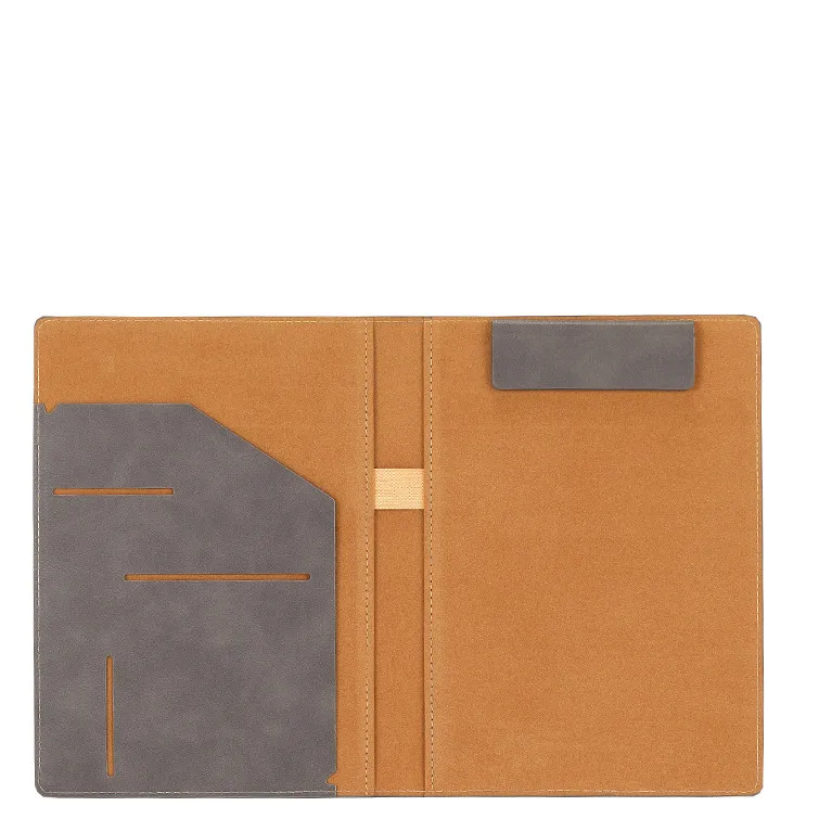 2025 New Design A5 Size File Folder PU Leather Cover with Magnetic Binder Clip File Can Make logo