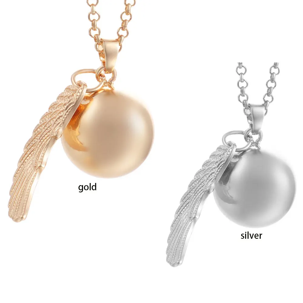 

25MM Balle Bali Pregnancy Chime Ball Mexcian Pendant Bola Necklace Jewelry Wishing Balls for Women Wholesale 80cm chain, Rose gold and silver