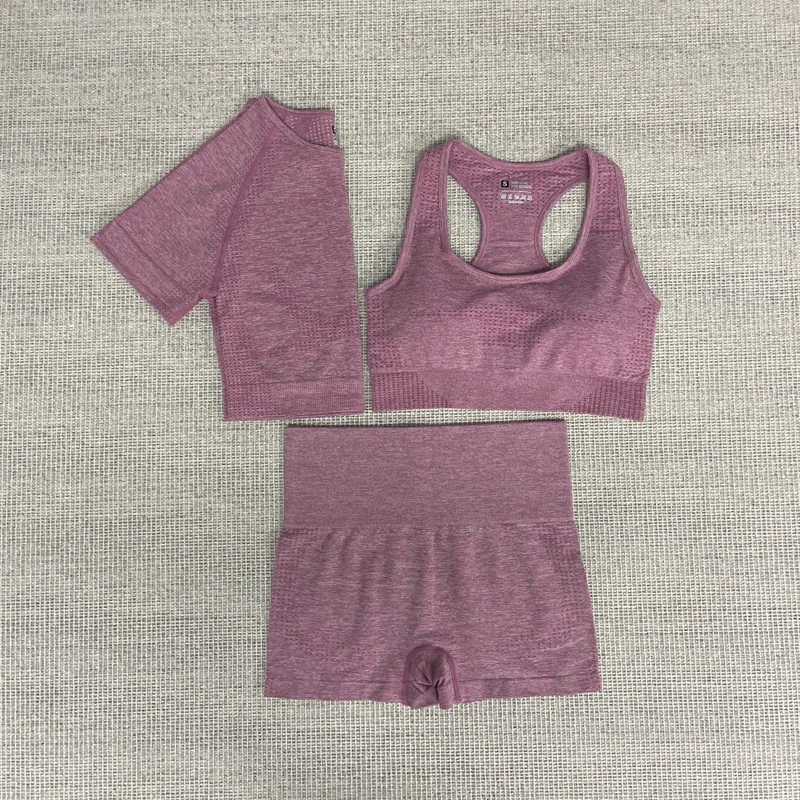 

Breathable Seamless Yoga Set Women Fit Workout sportswear Set Women Active Wear Sets 3pcs, 8 colors