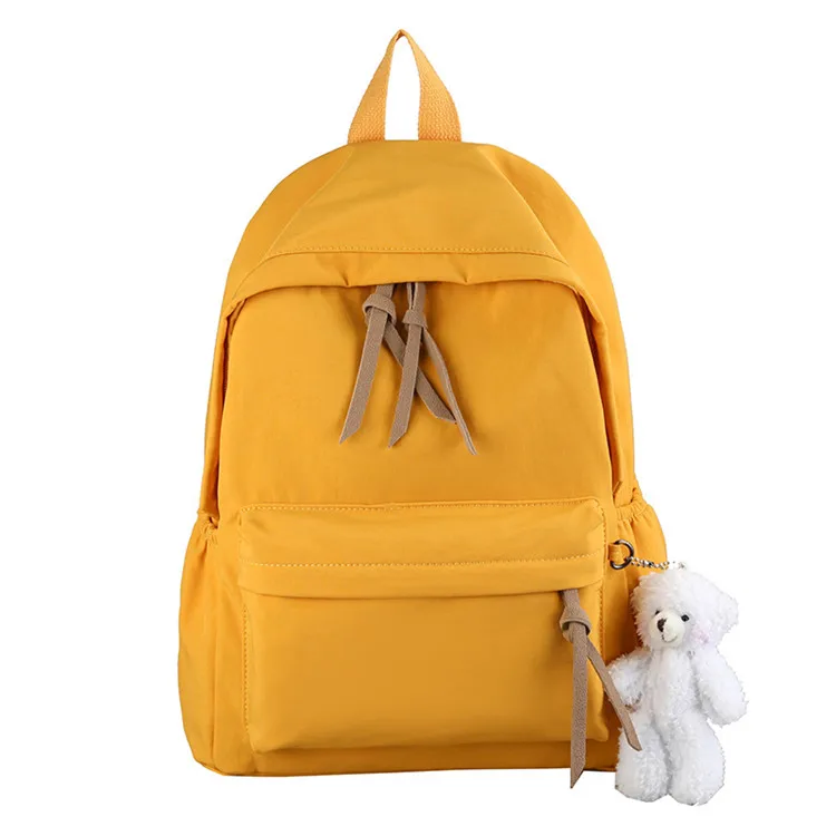 

Trendy Fashion Casual Solid Color Canvas Backpack High School College School Bag With Cartoon Charm, 6 colors