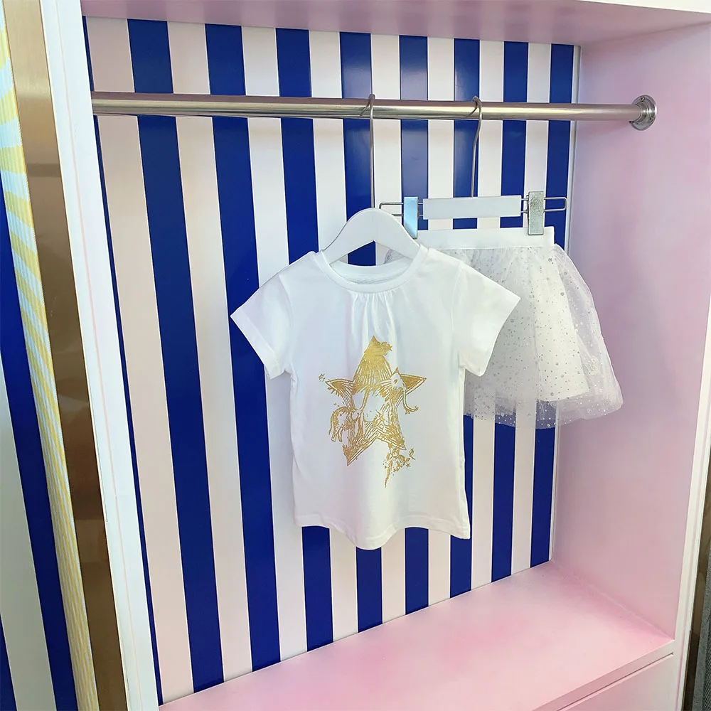 

Original kids Luxury Clothes 2022 Summer New Cotton Shirt +Sequins Skirt Two Piece Sets Dress For Girl Boutique Outfits