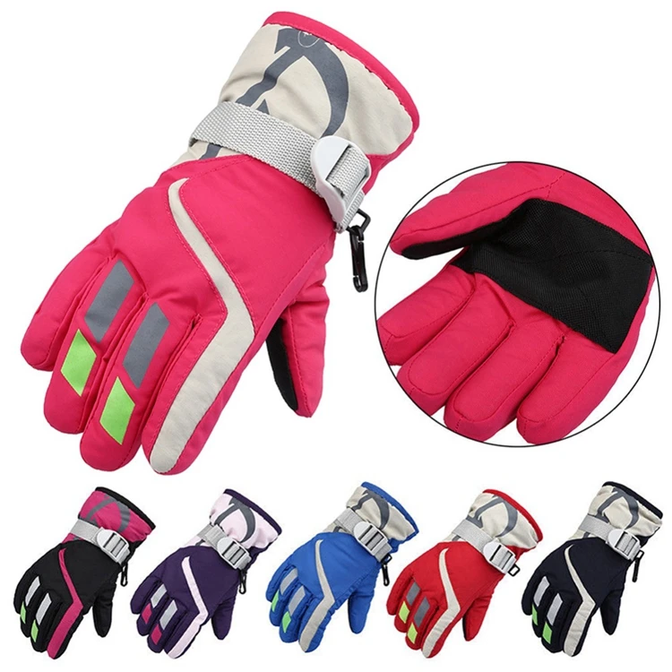 

Kids Children Warm Custom WaterProof Winter Heated Racing Sport Snow Snowboard Ski Gloves, Multi color