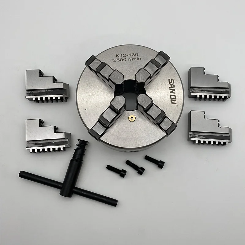 4 jaw lathe chuck 160mm self-centering chuck K12-160 SANOU brand metal lathe chuck for mini lathe bhc290vf