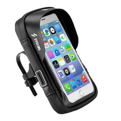 

ODM B17 360 Rotatable Adjustable Waterproof Touch Screen Mobile Phone Case Holder Sports Bike Bicycle Frame Handlebar Bag Wallet, Black
