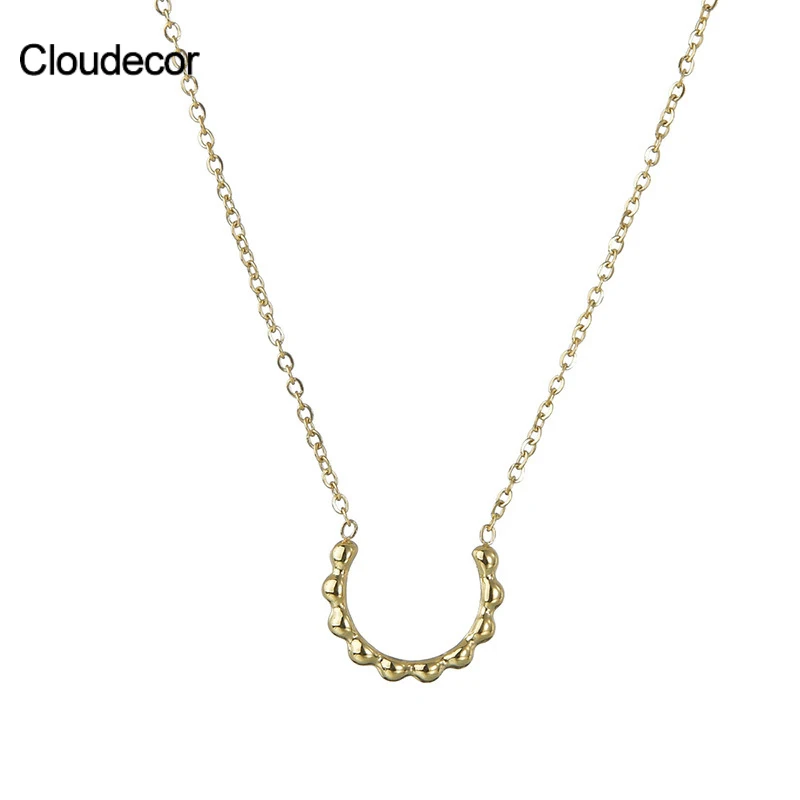 

U Shape Necklace Dainty Stainless Steel Chain Horseshoe Necklace Girls 14k Gold Jewelry Wholesale Necklace Cute, 18k gold plated