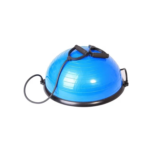 

Eco-friendly stability weighted anti-burst fitness gym exercise balance half PVC yoga balls with resistance bands, Customized color