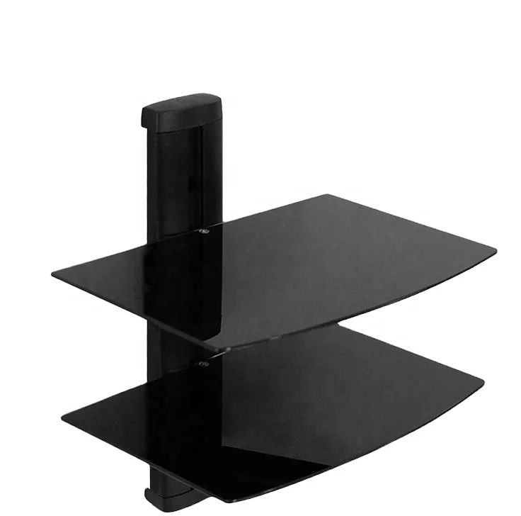 

Tempered Glass DVD or audio Shelf Endurable Holder DVD Rack DVD Wall Mount Shelf, Black