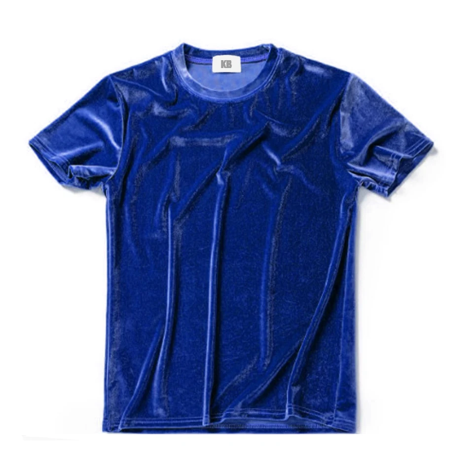 

Wholesale Velour O Neck Velvet T Shirt Men Regular Hem Vintage Oversize Tshirt Embroidery Logo Customize Shirts With Person Logo