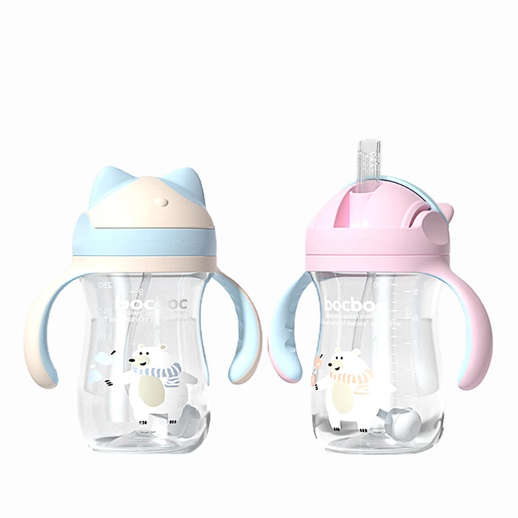 

Unique Cute Kids Water Bottle Leakproof No Spill Baby Drinking Training Straw Baby Sippy Cup