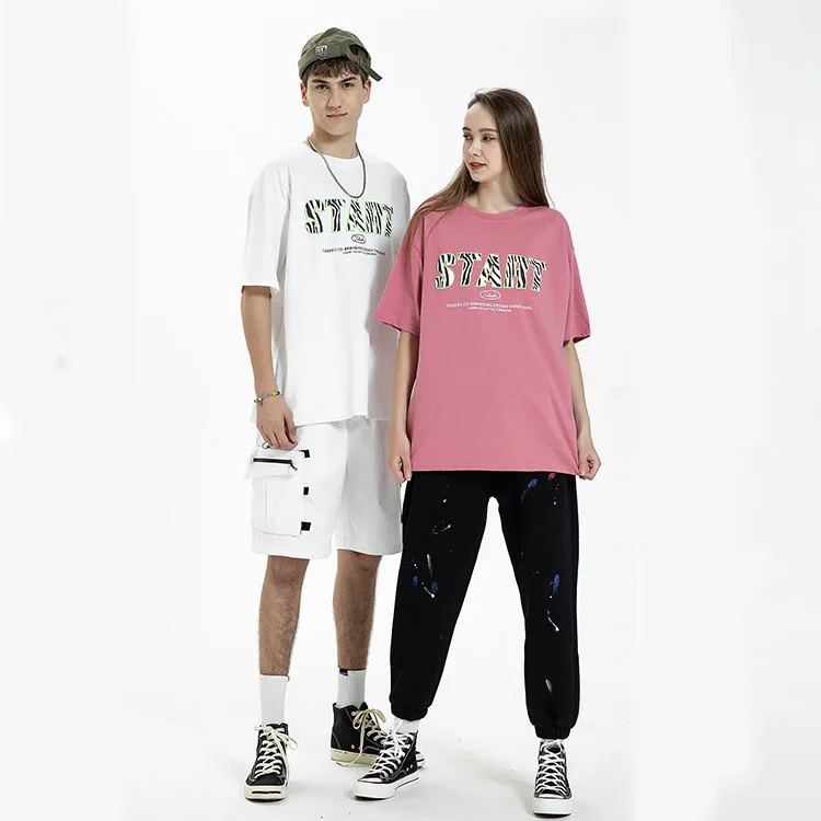 

Summer cut and sew graphic t shirt men cotton short sleeve loose t shirt