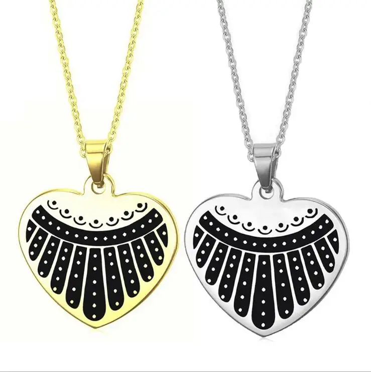 

Stainless Steel Heart Shaped Pendant Necklace Women Men, Gold ,silver