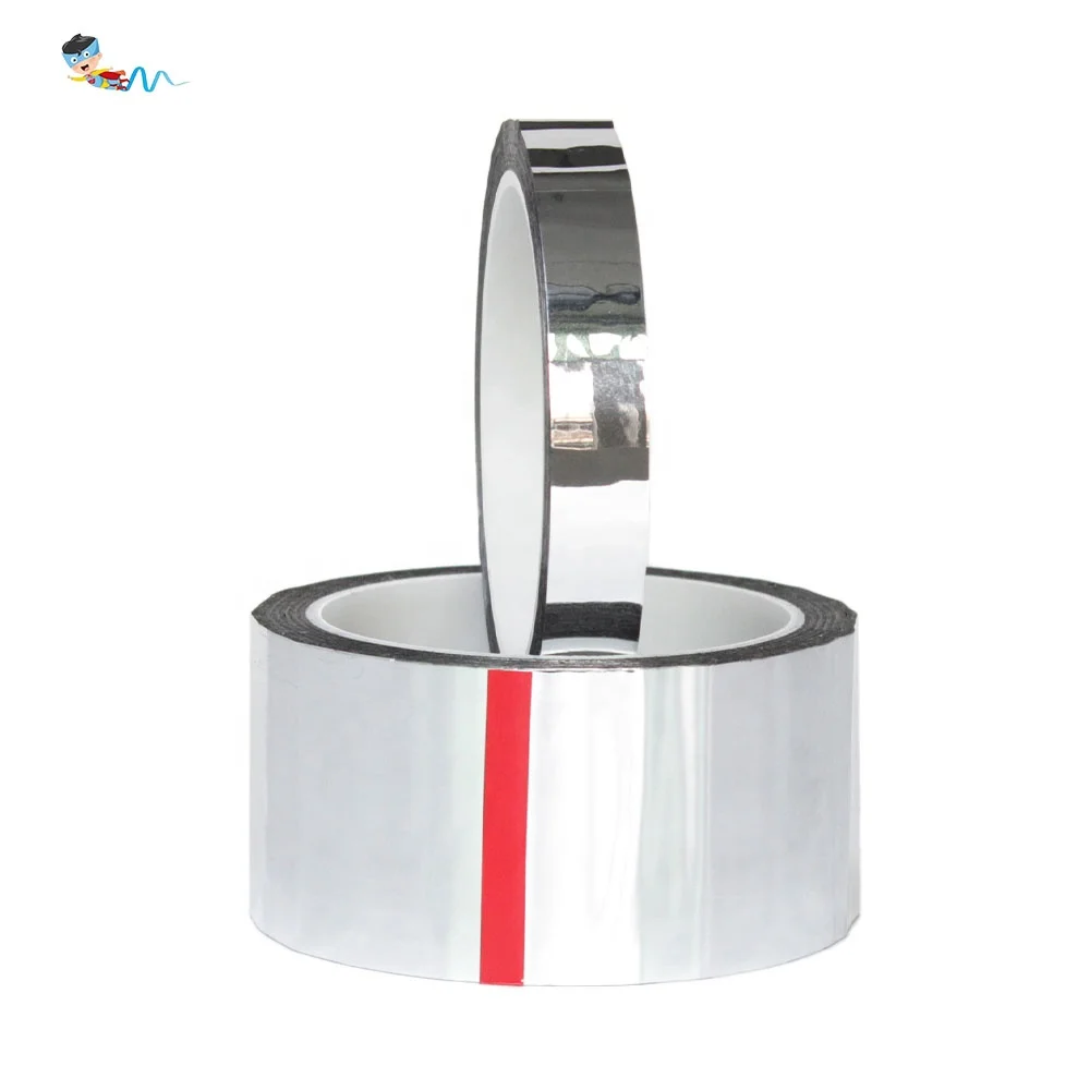 2- Recyclable Glossy Silver Surface Reflective BOPP Film Aluminized DIY Decoration Self Adhesive Tape