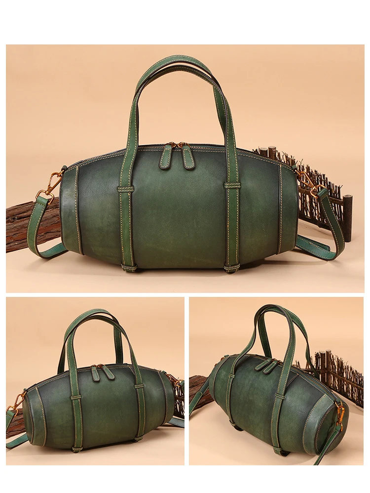 High Quality Vintage Women Hand Bag Genuine Leather Bucket Bag