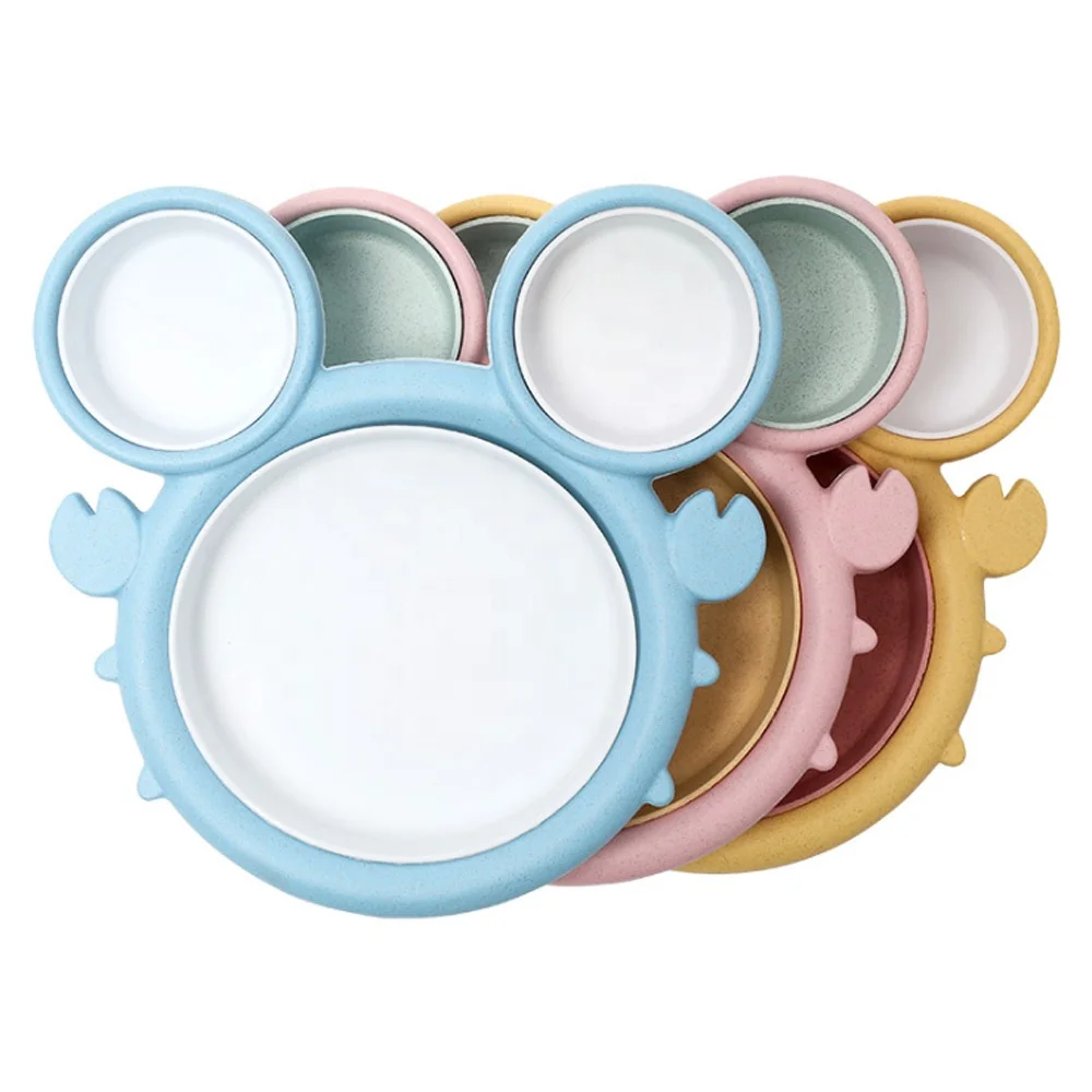 

Wholesale BPA Free Cute Animal Microwave Safe Eco-Friendly Wheat Straw Fiber Plates Set Baby Tableware Plate for Kid Child, Picture shown