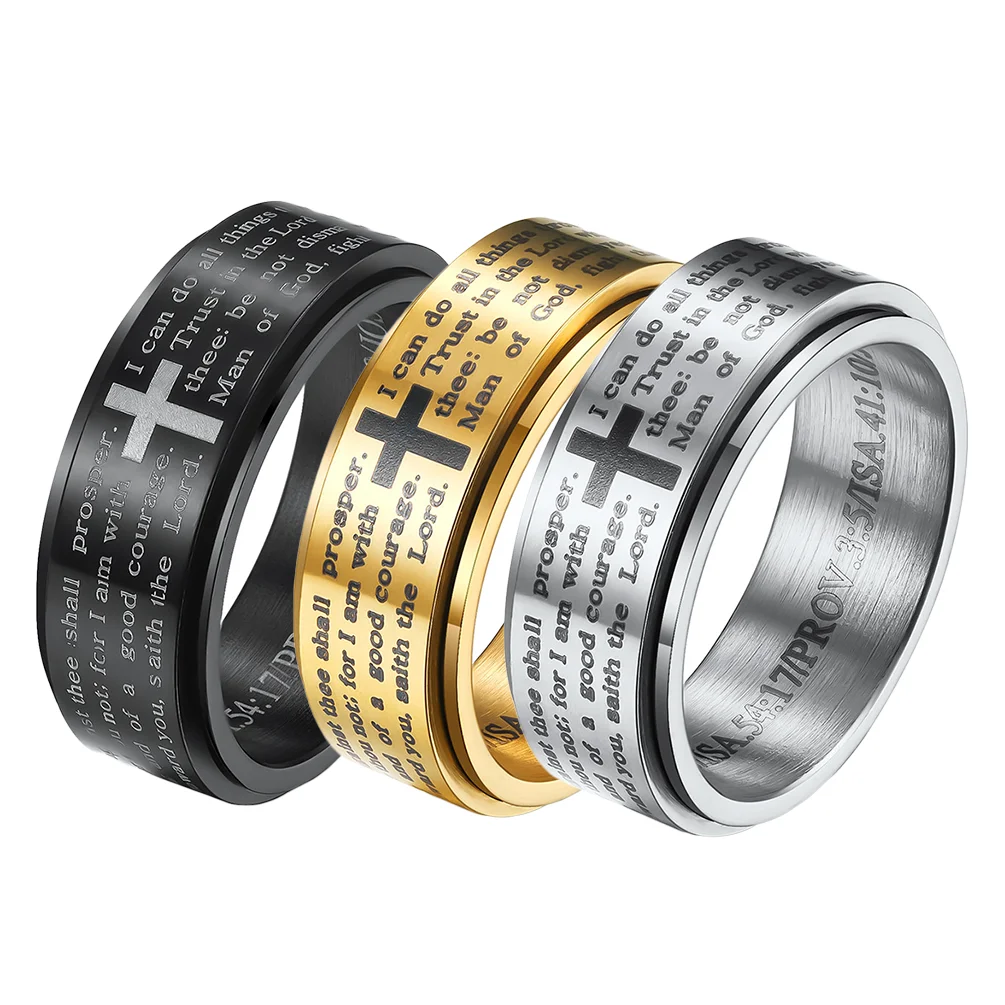 

Energinox Latest Multiple color 8mm Inspiring words Stainless steel Custom Swivel Ring Jewelry