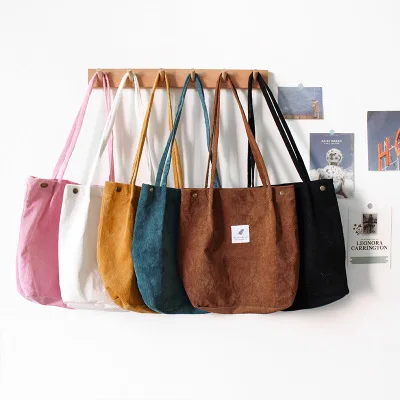 

Customize Hot Sale Lady Large Hasp Shoulder Bag Fashion Solid Color Corduroy Shoulder Bag, Mix