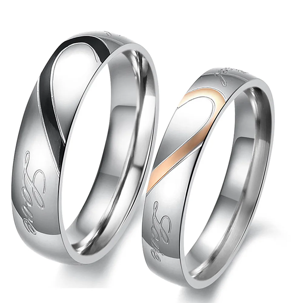 

Popular Wholesale Charm Couple For Him And Her Jewelry Women'S Gold Vermeil Ring, Rose gold,blabk, custom color