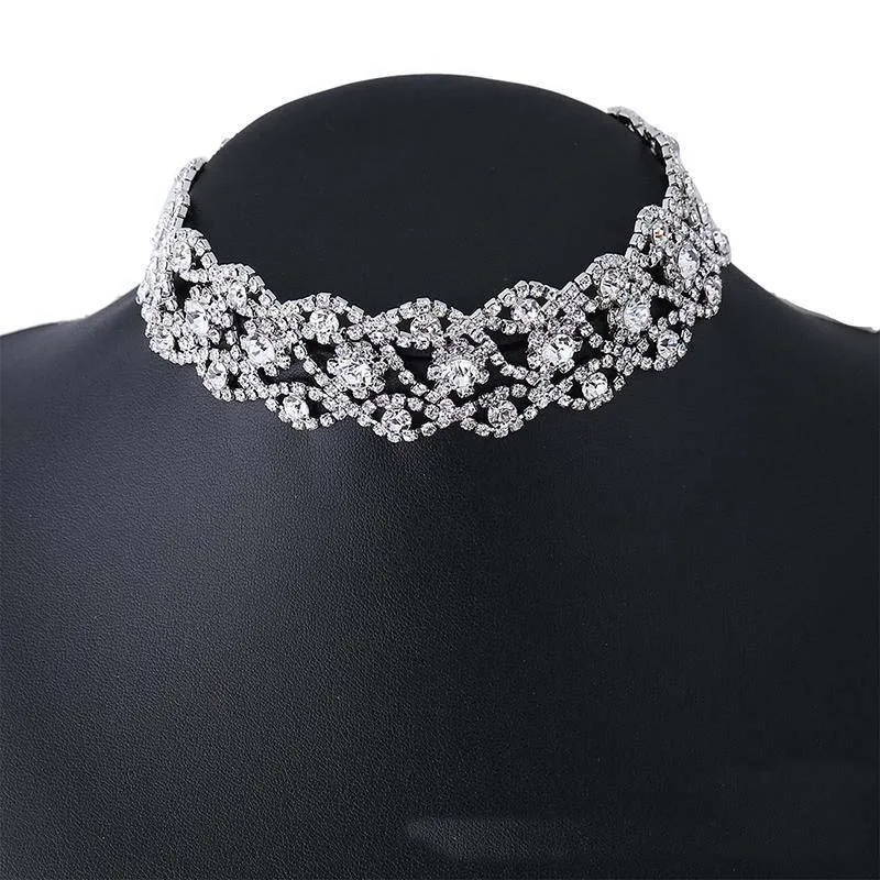 

Luxurious Crystal Rhinestone Choker Shiny Chocker Necklaces(SWTMD2834)