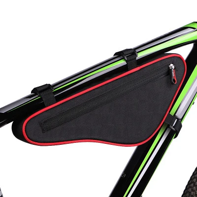 

lightweight easy remove bicycle triangular-beam upper tube cycling bag, Black with red, black with gray