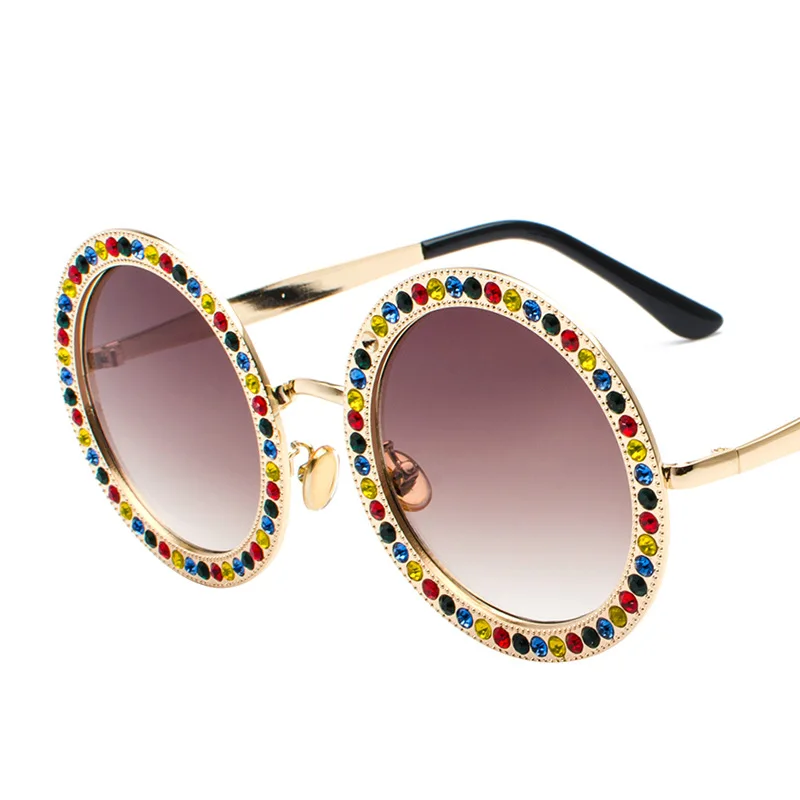 

Wholesale Classic Fashion UV400 Custom Round Diamond Sunglasses Women, 5 colors