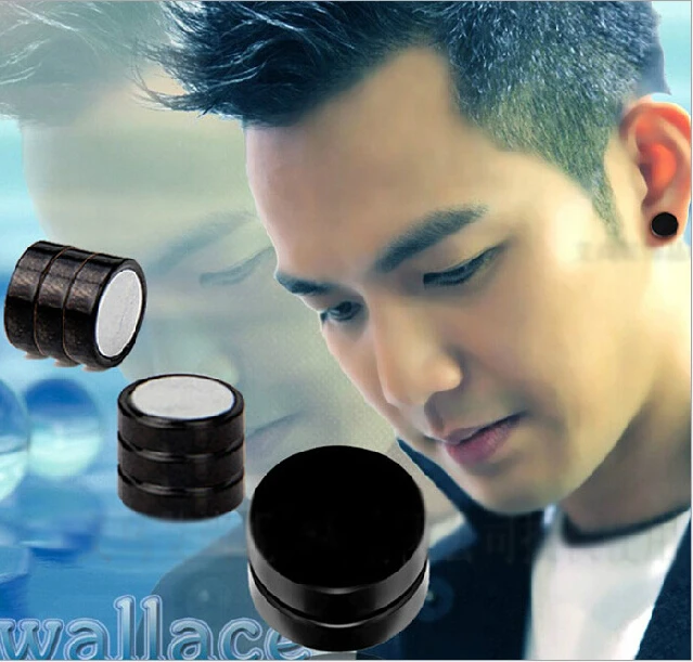 

Stainless Steel Mens Women Trendy Round Magnetic Clip Black Stud Earrings Magnet Earrings Magic Unisex Lovers