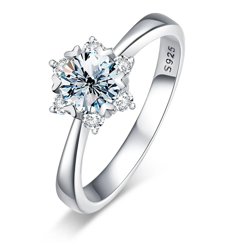 

gra diamond Moissanite Gemstone Snowflake Ring for Women 925 Sterling Silver 1 2 3 ct carat vvs for women Engagement Jewelry