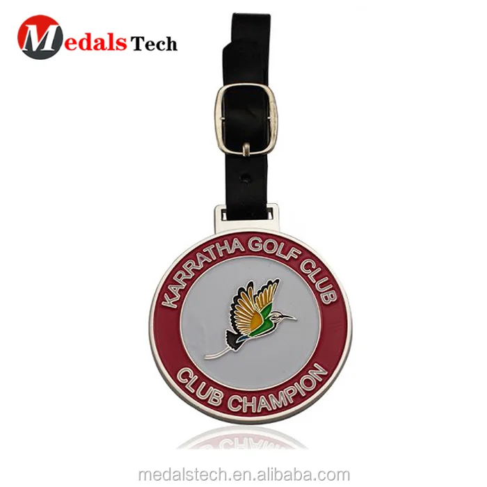 2019 promotional customized metal leather belt golf bag tag for golf club
