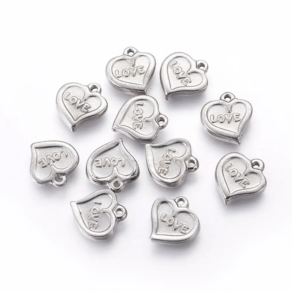 

PandaHall 304 Stainless Steel Heart with Word Love Charm