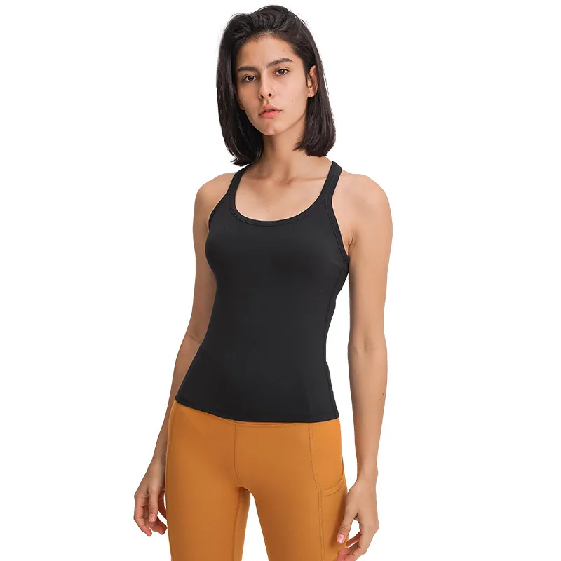 

Women's Padded Tight Shape Workout Tops Fitness Racerback Sleeveless Tank Top Custom, Customized colors