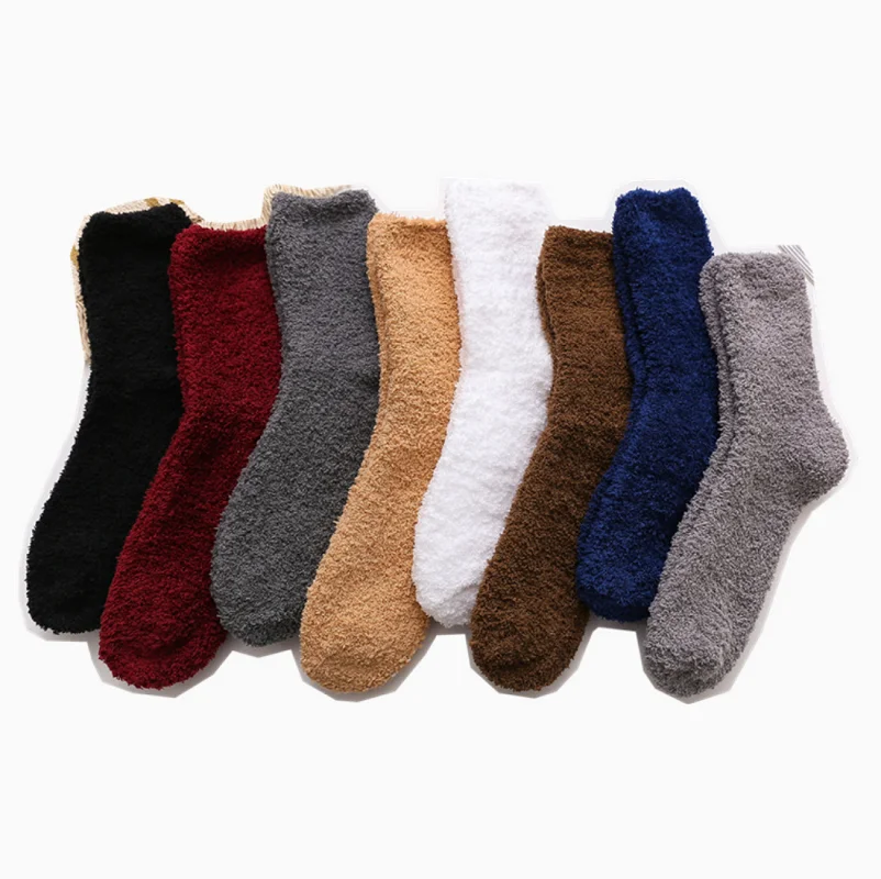 

Men Warm Super Soft Plush Slipper Sock Winter Fluffy Microfiber Crew Socks Casual Home Sleeping Fuzzy Cozy Sock, Custom