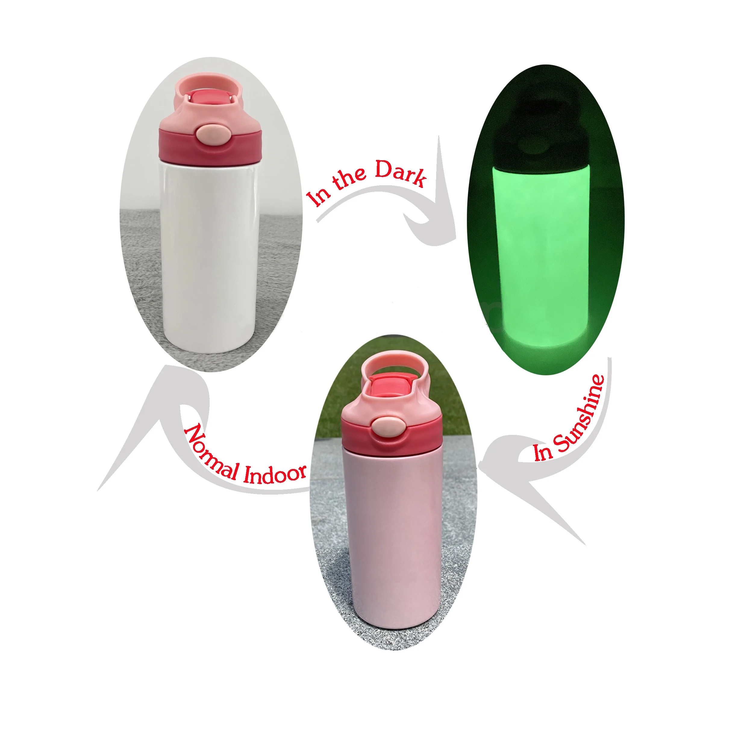 

Hot sale Glow In the Dark And Uv Color Changing Kids Tumbler Uv Color Changing Tumbler Sublimation Kids Tumbler, Customized color for glow in dark and uv color changing tumbler