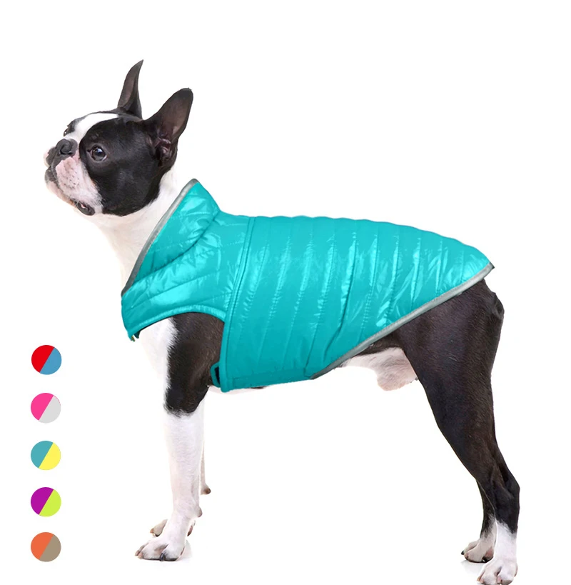 

Wholesale Lightweight Double-Sided Reflective Windproof Warm Winter Pet Clothes Dog Jacket, Red&blue,pink&grey,blue&yellow,purple&green,orange&brown