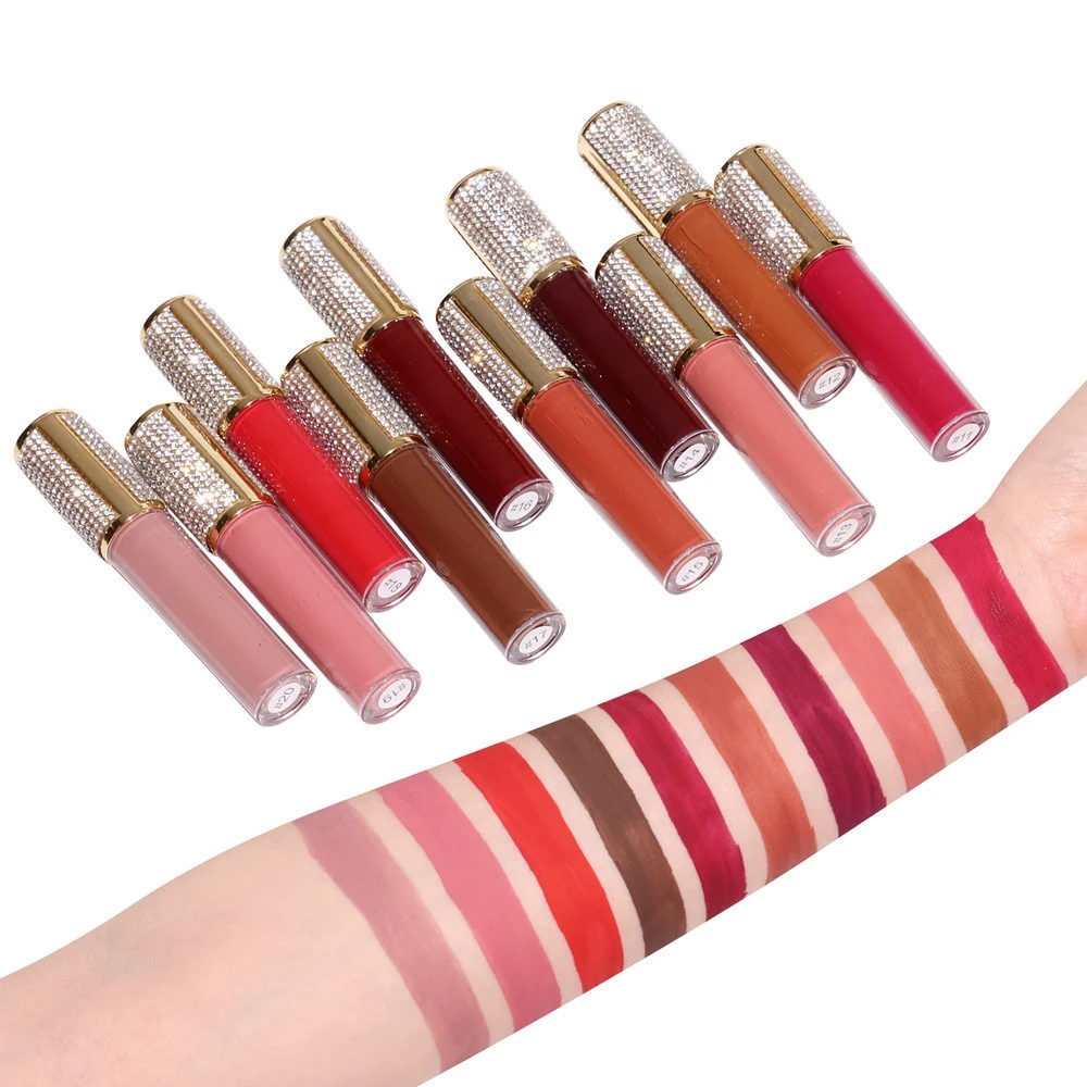 

3pcs Holographic Packaging Non-stick Liquid Lipstick Private Label Custom Gift Matte Long Lasting Lip Glaze Kit, 20 color