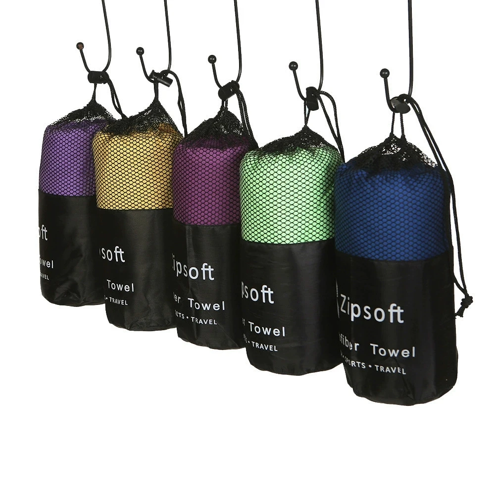 Lightweight Microfiber Travel Towel Quick Dry Sand-Free Gym Swim Towel Mesh Bag Sports Summer Adult Size Recycled Wholesale