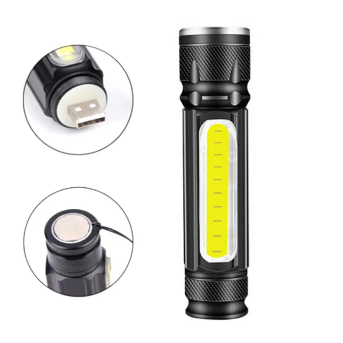 Zoomable Strobe High Power Led Torch Flashlight Electric Rechargeable Baton Shock Police Self Defense Tactical Flashlight