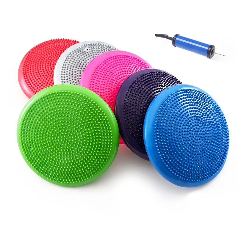 

Fitness Yoga Exercise PVC Wobble Cushion Balance Disc Wiggle Seat Stability Trainer with Pump, Different colors available